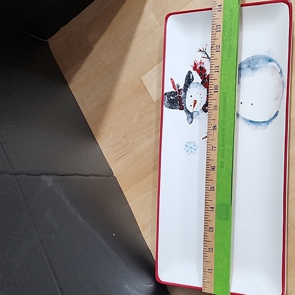 Old Timey Snowman In Hat: Set of 4 Appetizer/Dessert/Bread Plates & 14" Platter - Picture 10 of 13